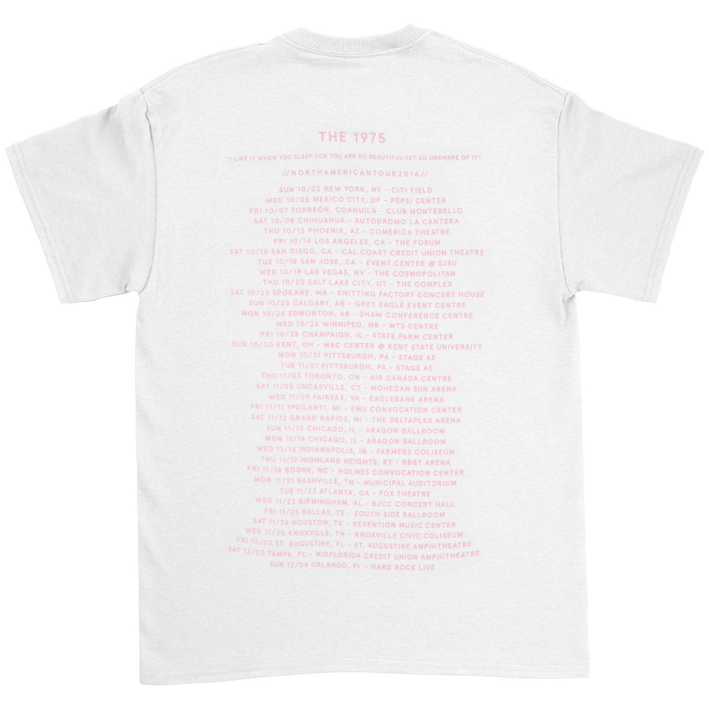1975 Neon Sign 2016 Fall Tour City Info New York - Orlando T-shirt