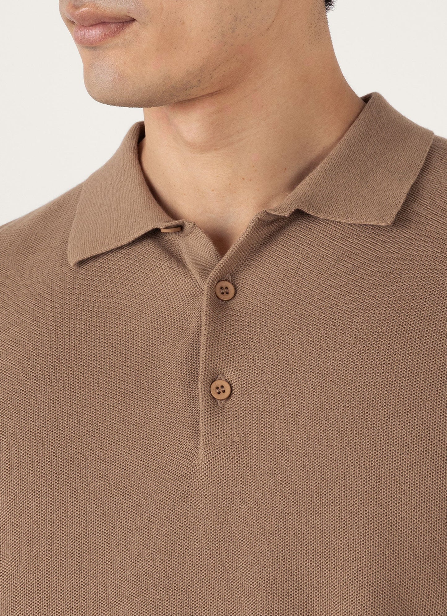 Men's Cotton Knit Polo Shirt in Dune