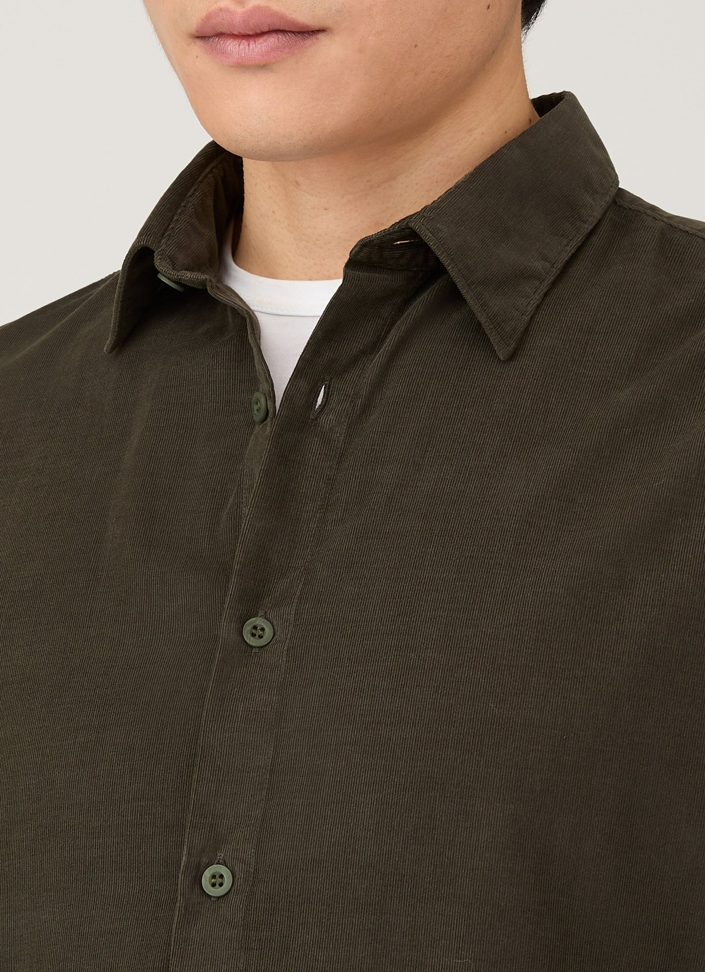 Mens Fine Cord Shirt In Dark Green Msht2130 Gnin