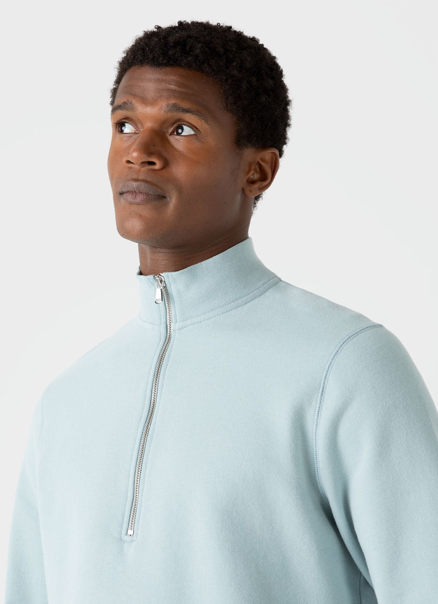Mens Half Zip Loopback Sweatshirt In Blue Sage Mswe1546 Busy