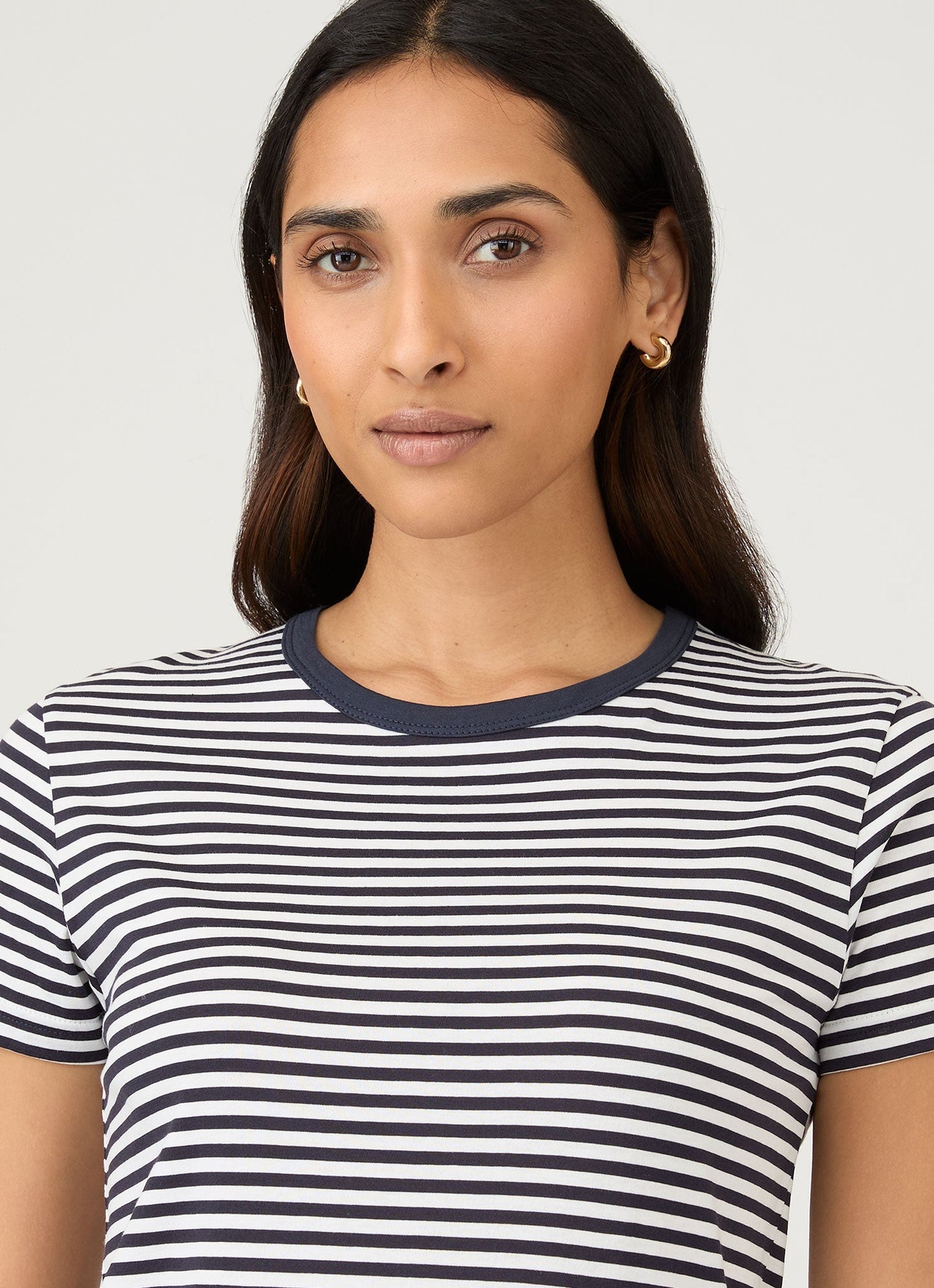 Short Sleeve Crew Neck T Shirt In Navy Stripe Wtsh0032