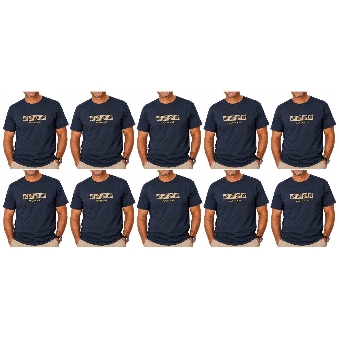 10X Adult Australia Wildlife T Shirt Bulk Pack Navy Blue 100 Cotton Souvenir Gift Top