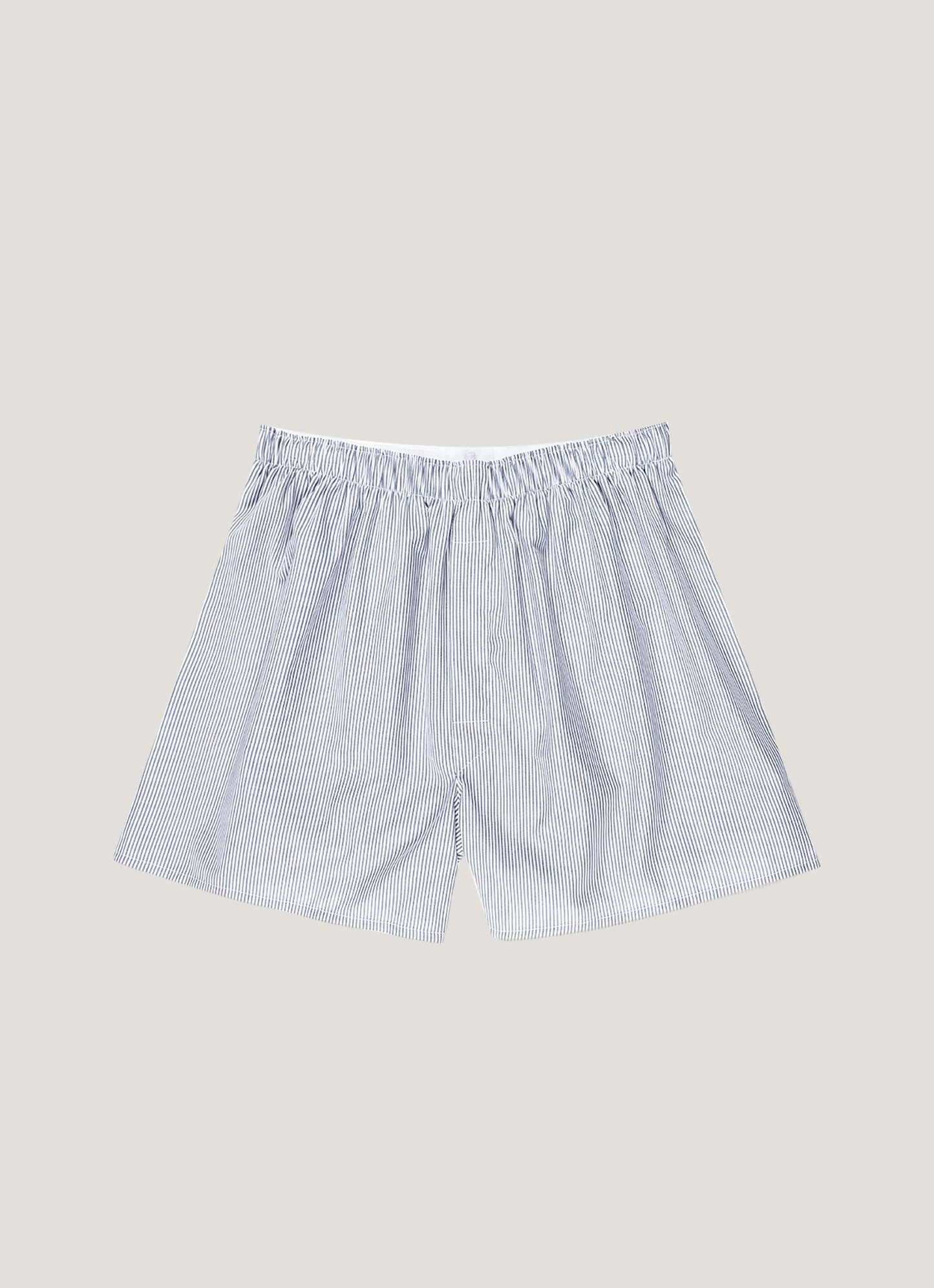 Mens Poplin Cotton Boxer Short In White Navy Light Blue Pinstripe Mbox4700 Stay