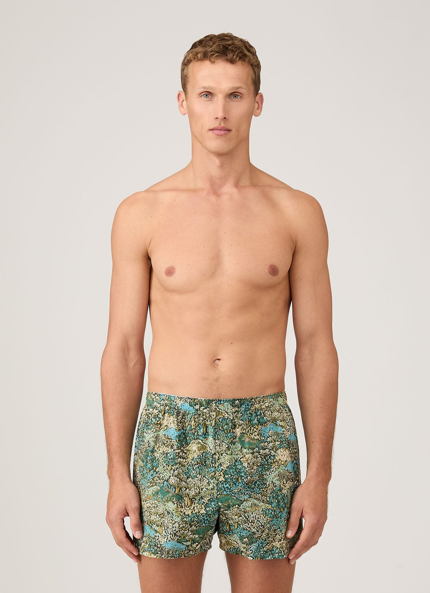 Mens Classic Boxer Shorts In Liberty Fabric In Hillside Green Mbox4701L Gnir