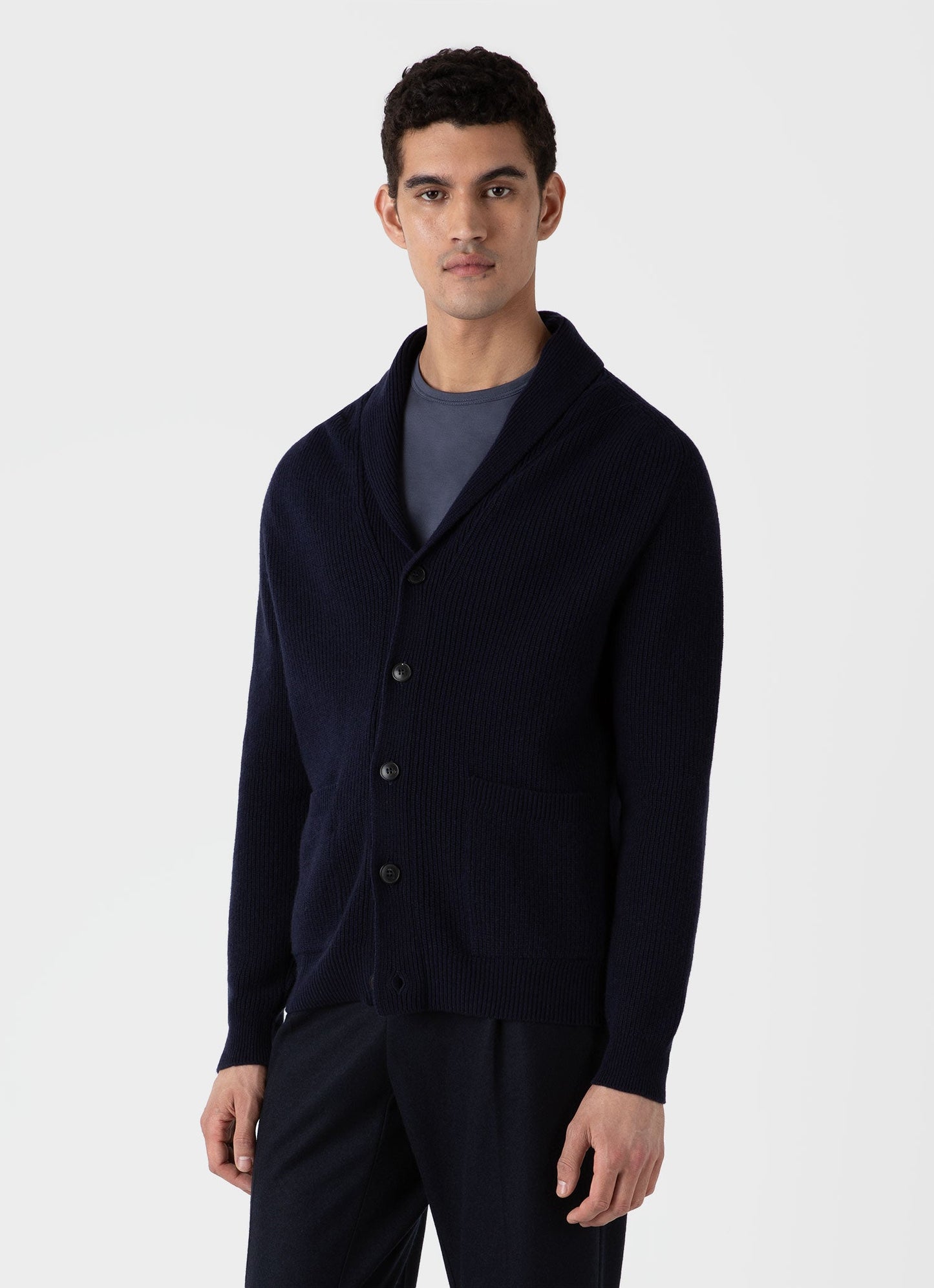 Mens Shawl Neck Cardigan In Navy Mcar8256 Buaa