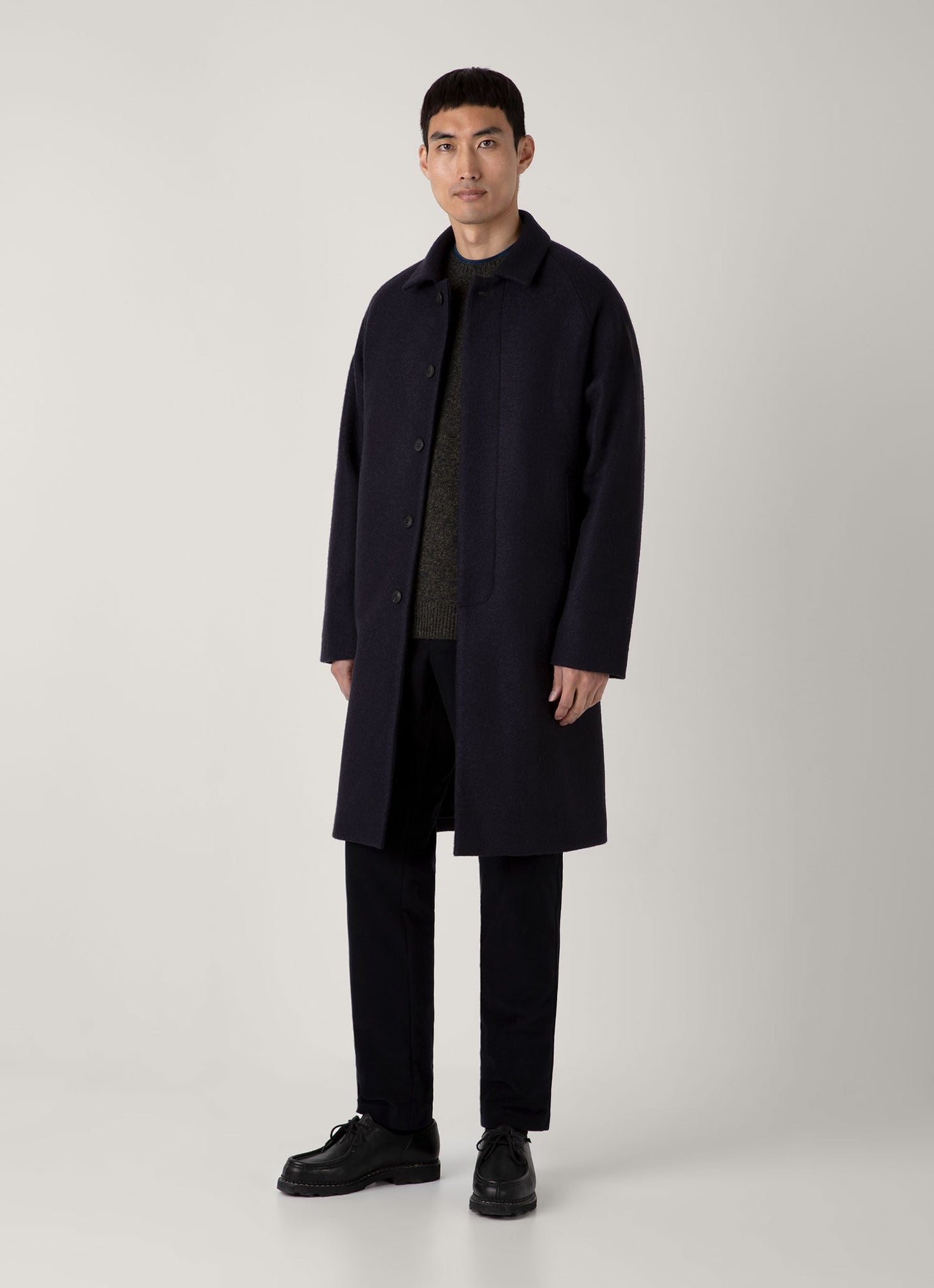 Mens Boiled Wool Car Coat In Navy Mcoa7332 Buaa