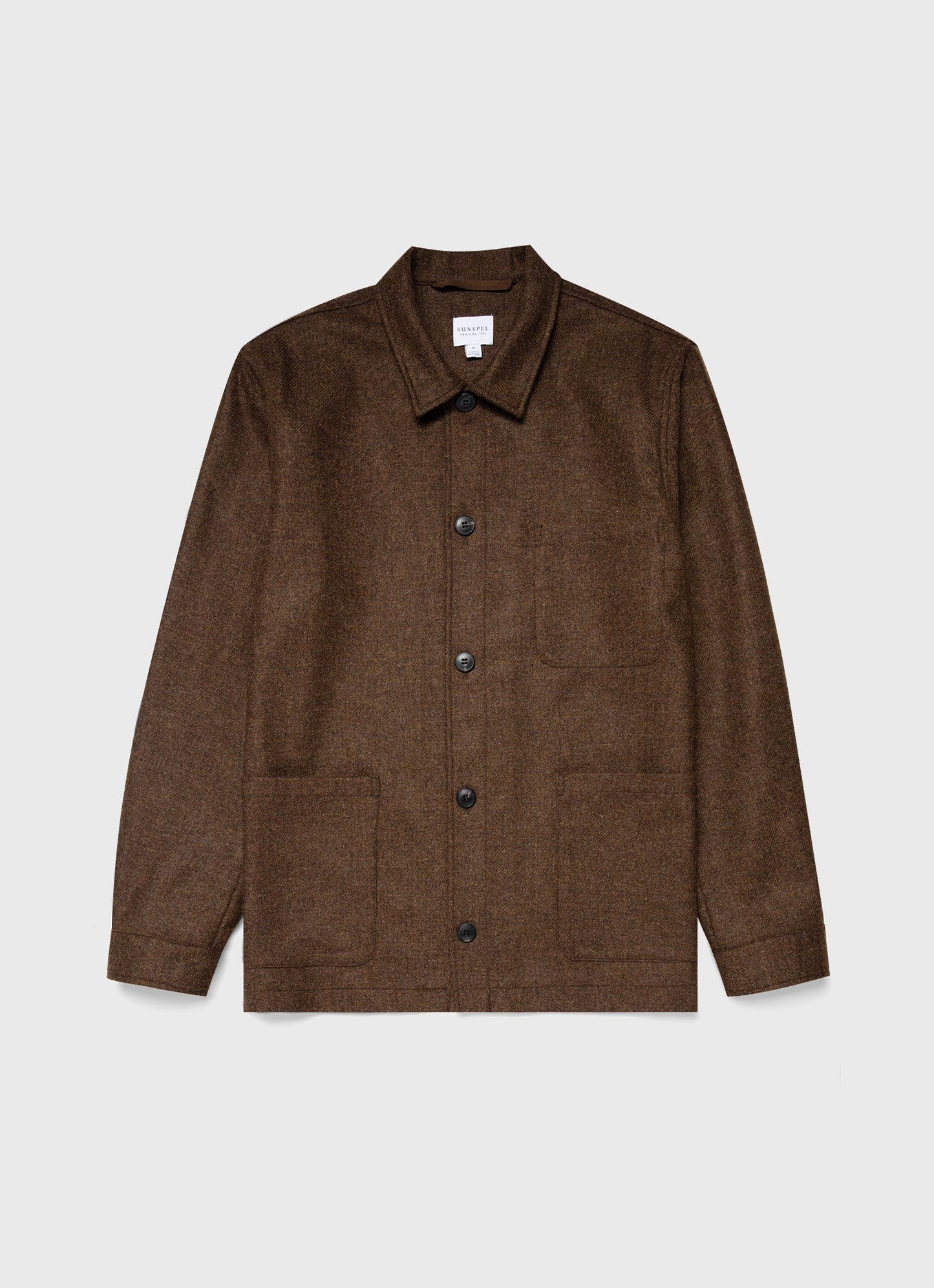 Mens Wool Herringbone Twin Pocket Jacket In Mid Brown Melange Mjac7065 Brek