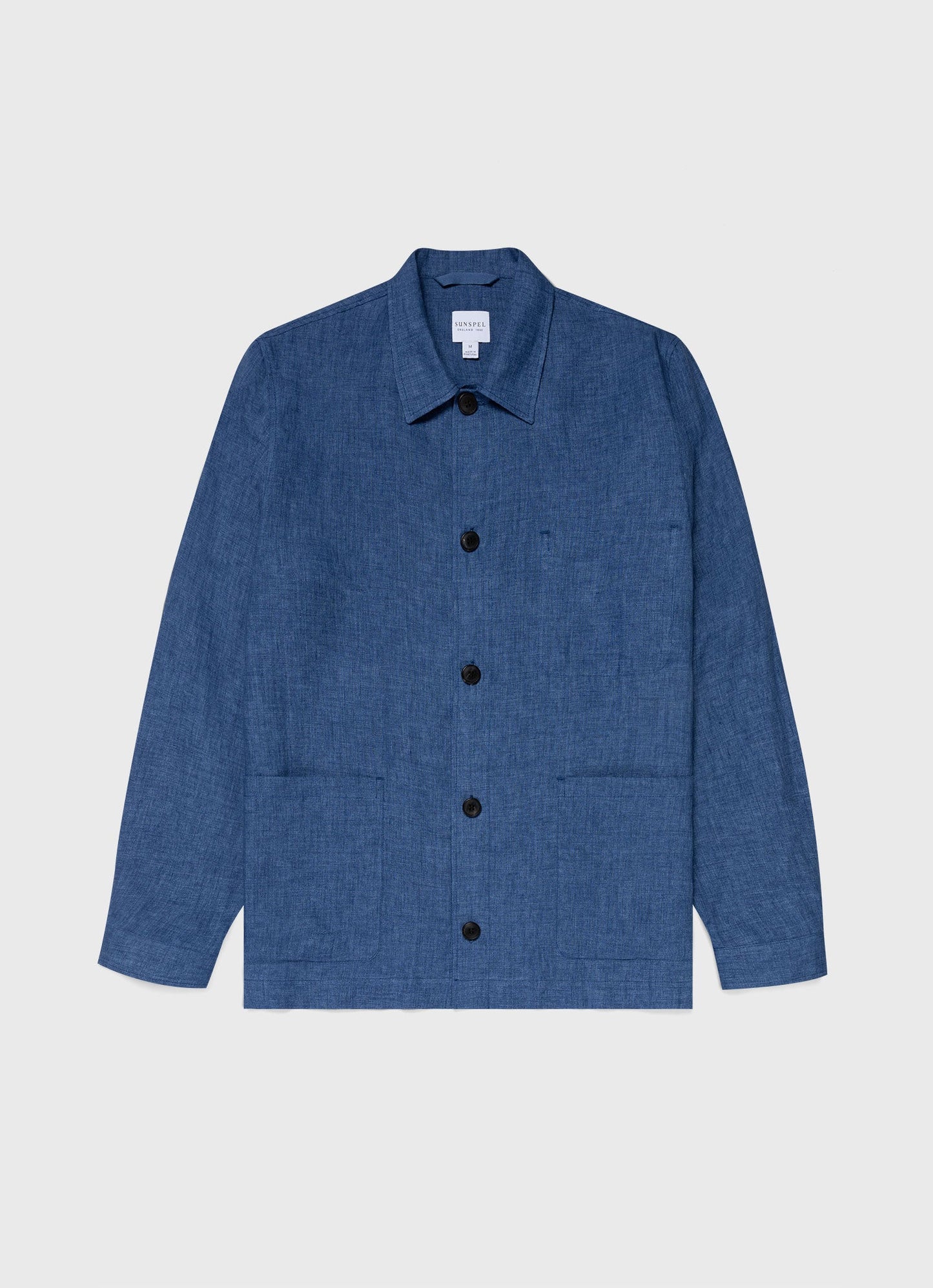 Mens Linen Twin Pocket Jacket In Blue Melange Mjac7099 Buht