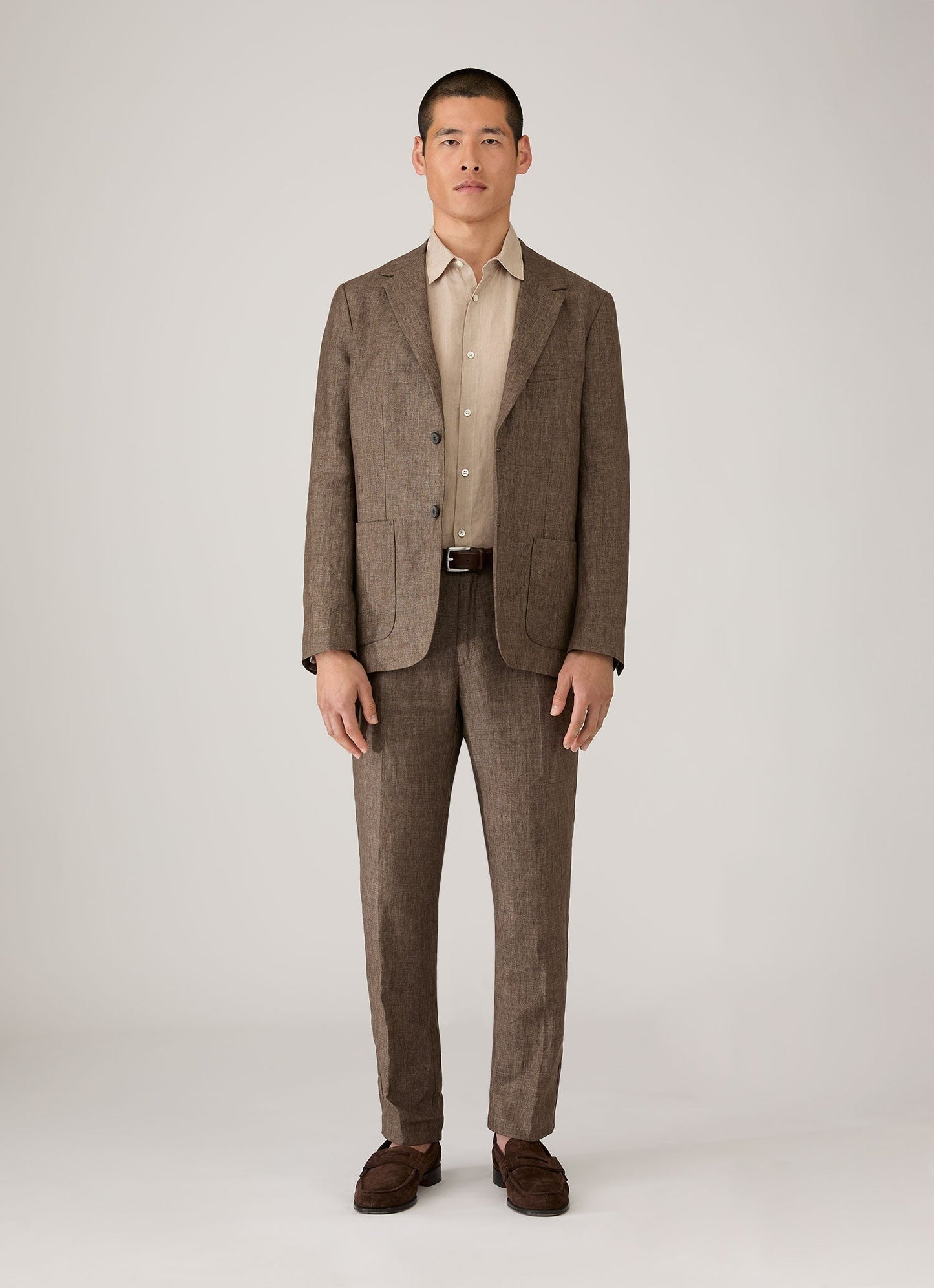 Mens Linen Blazer In Dark Walnut Mjac7186 Brgw