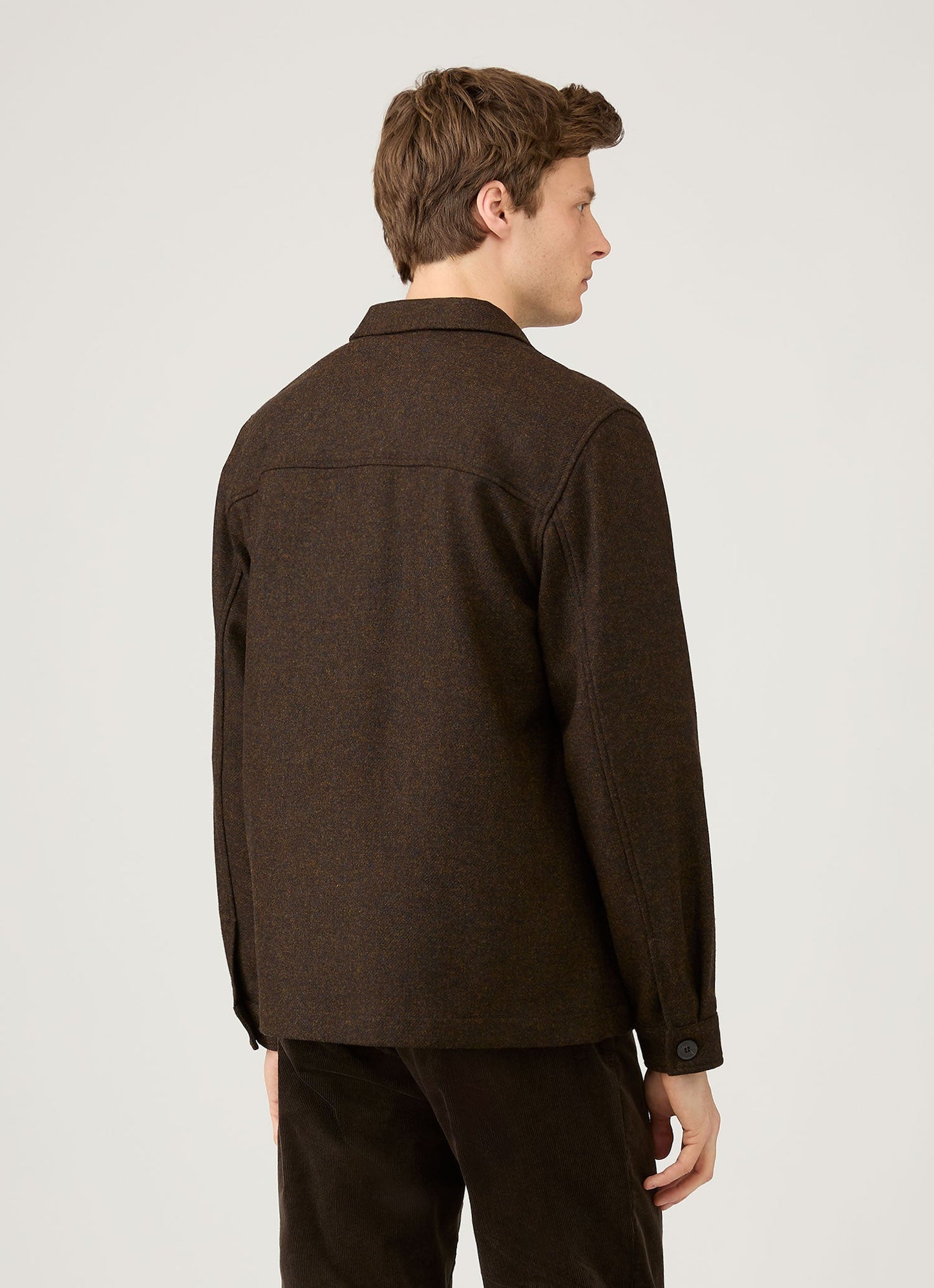 Mens Wool Twin Pocket Jacket In Truffle Mjac7194 Brgd