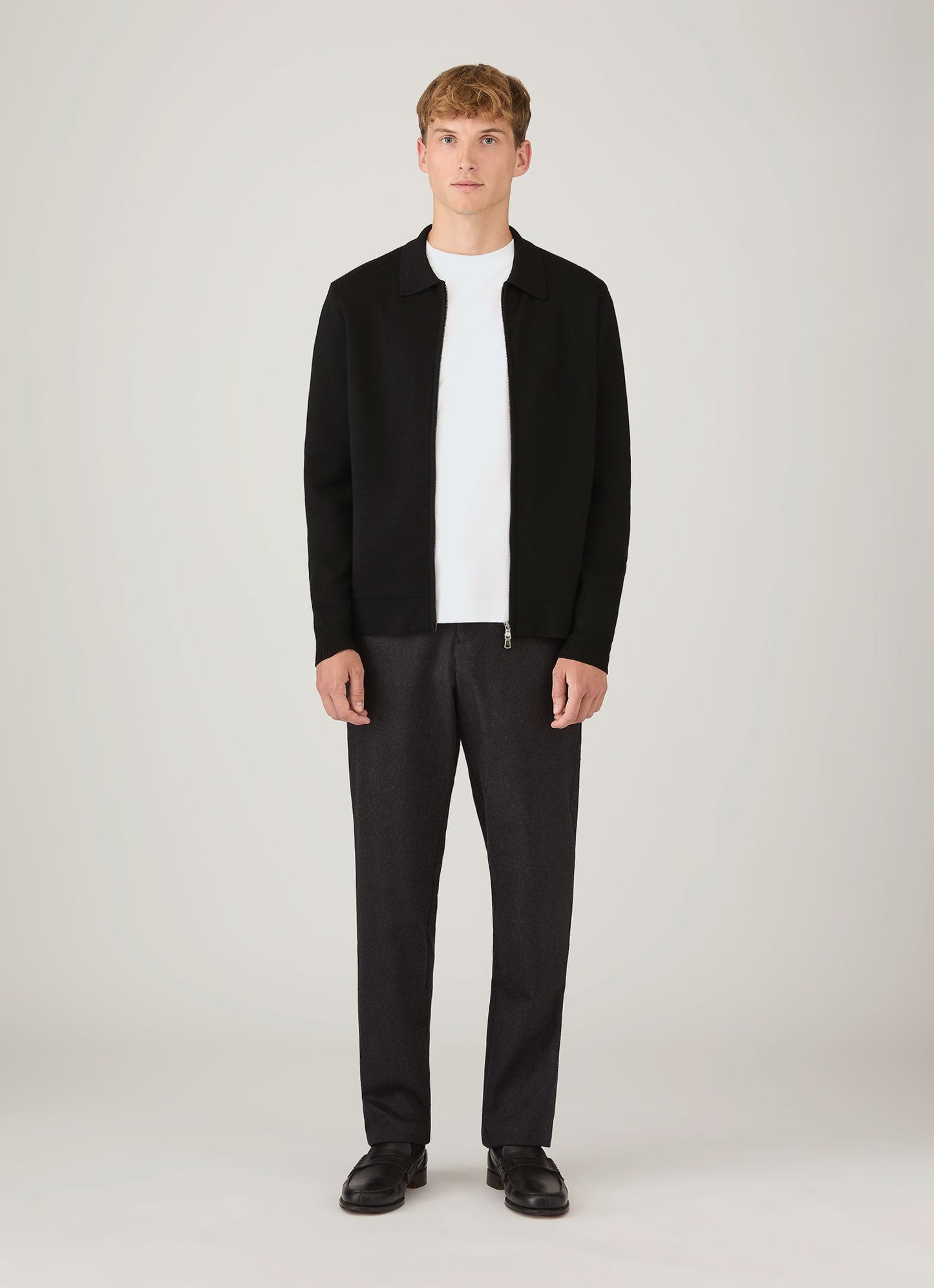 Mens Merino Milano Zip Jacket In Black Mjac8297 Bkaa