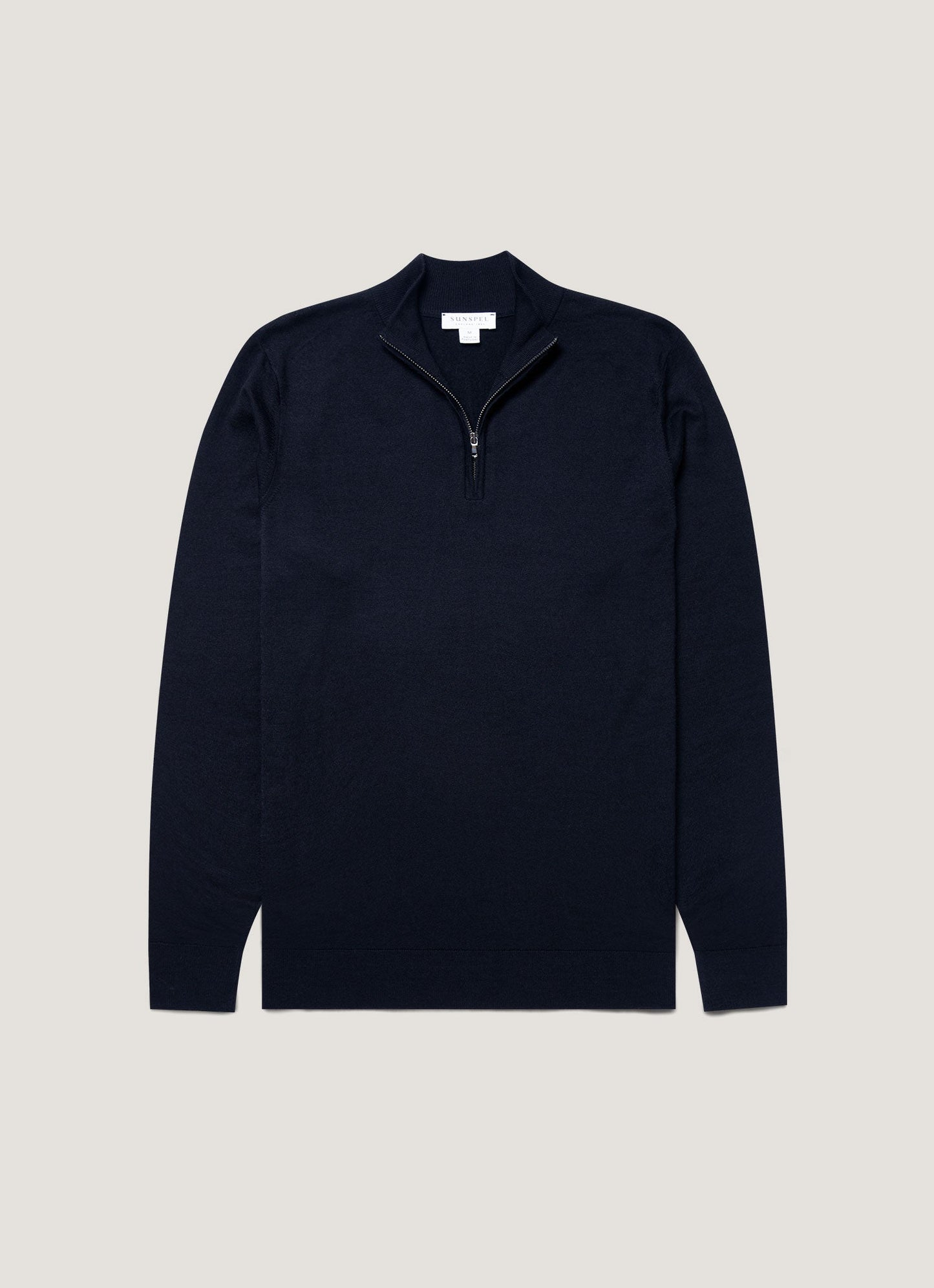 Mens Fine Merino Wool Zip Neck In Light Navy