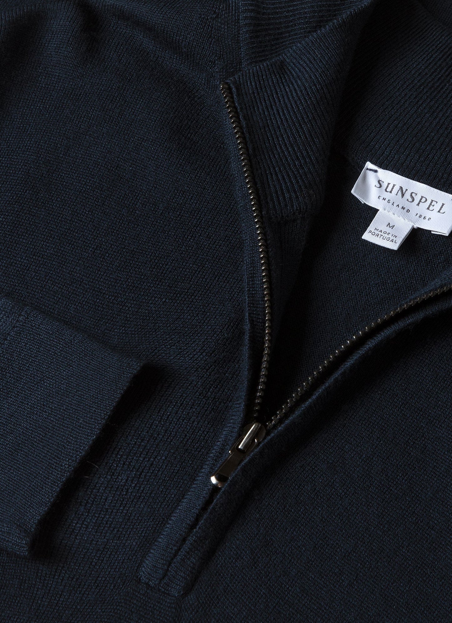 Mens Fine Merino Wool Zip Neck In Light Navy