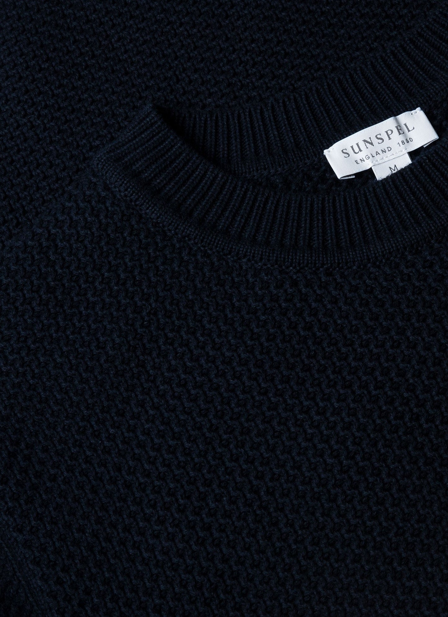 Mens Honeycomb Cotton Crew Neck Jumper In Navy Mjum8207 Buaa