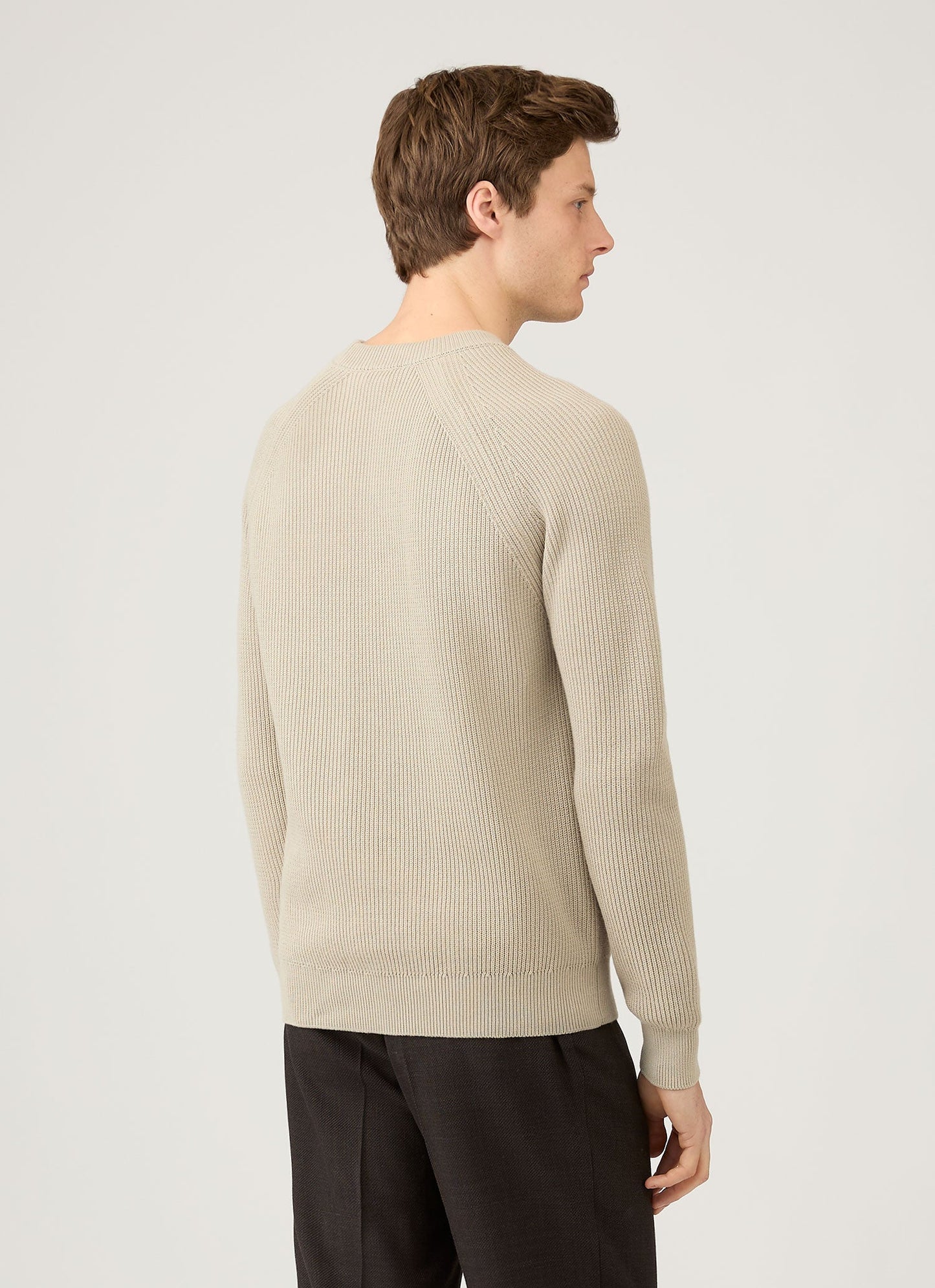 Mens Ribbed Jumper In Mink Mjum8288 Brgb