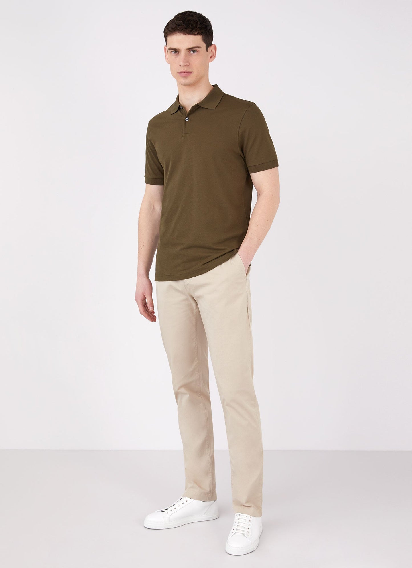 Mens Pique Polo Shirt In Dark Moss