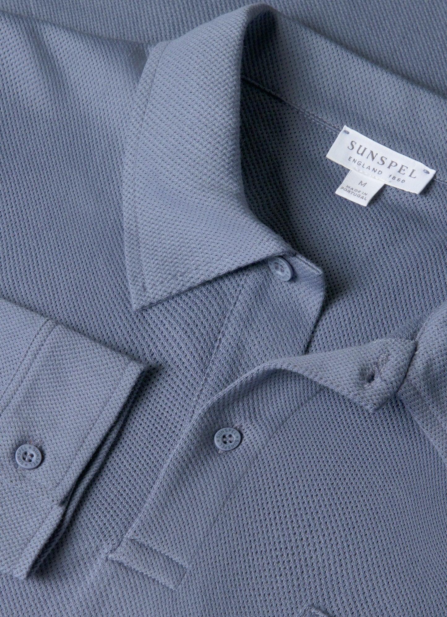 Mens Long Sleeve Riviera Polo Shirt In Selvedge Blue Mpol1031 Buwf