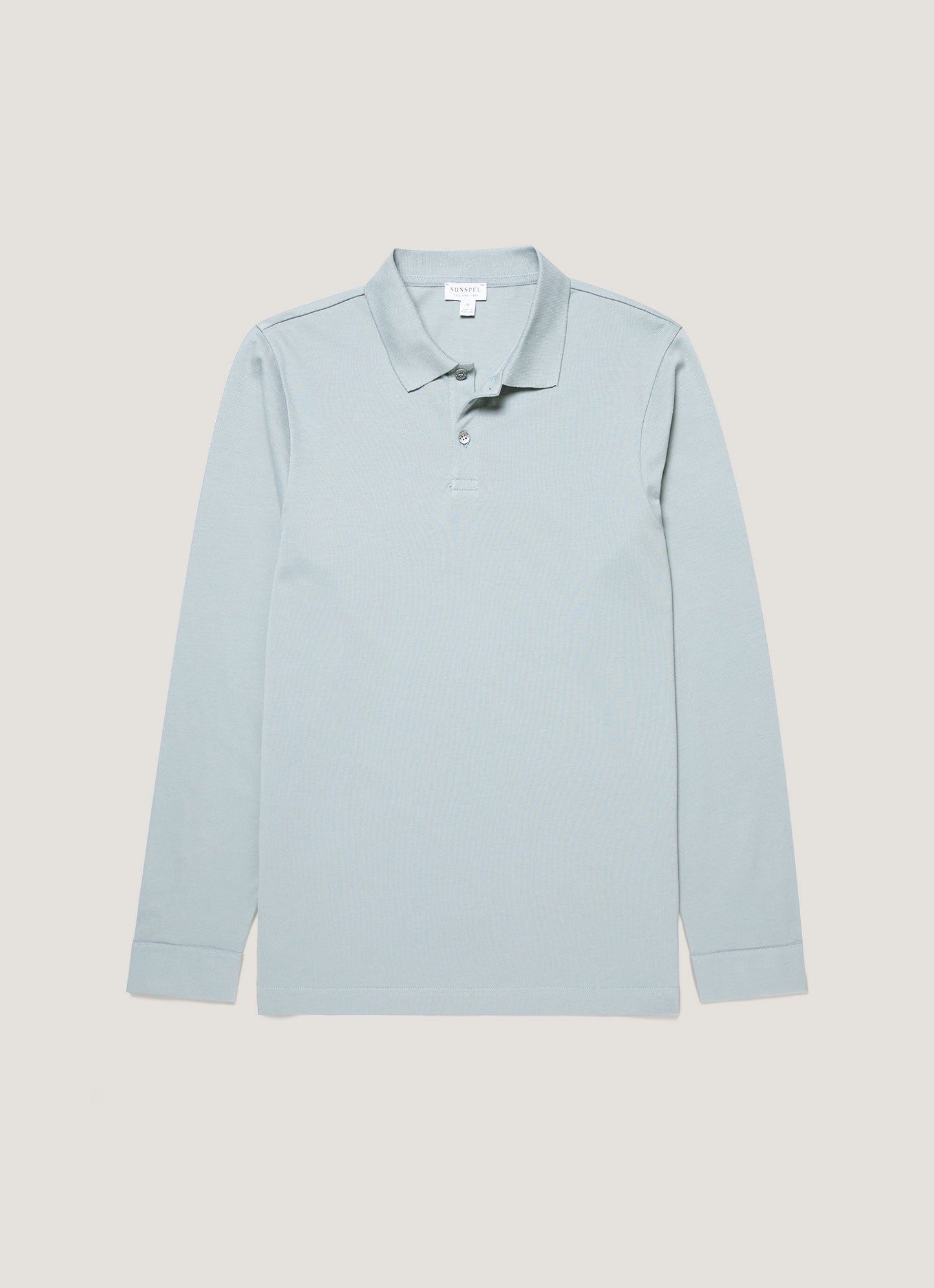 Mens Long Sleeve Pique Polo Shirt In Stone Blue Mpol1065 Buwt