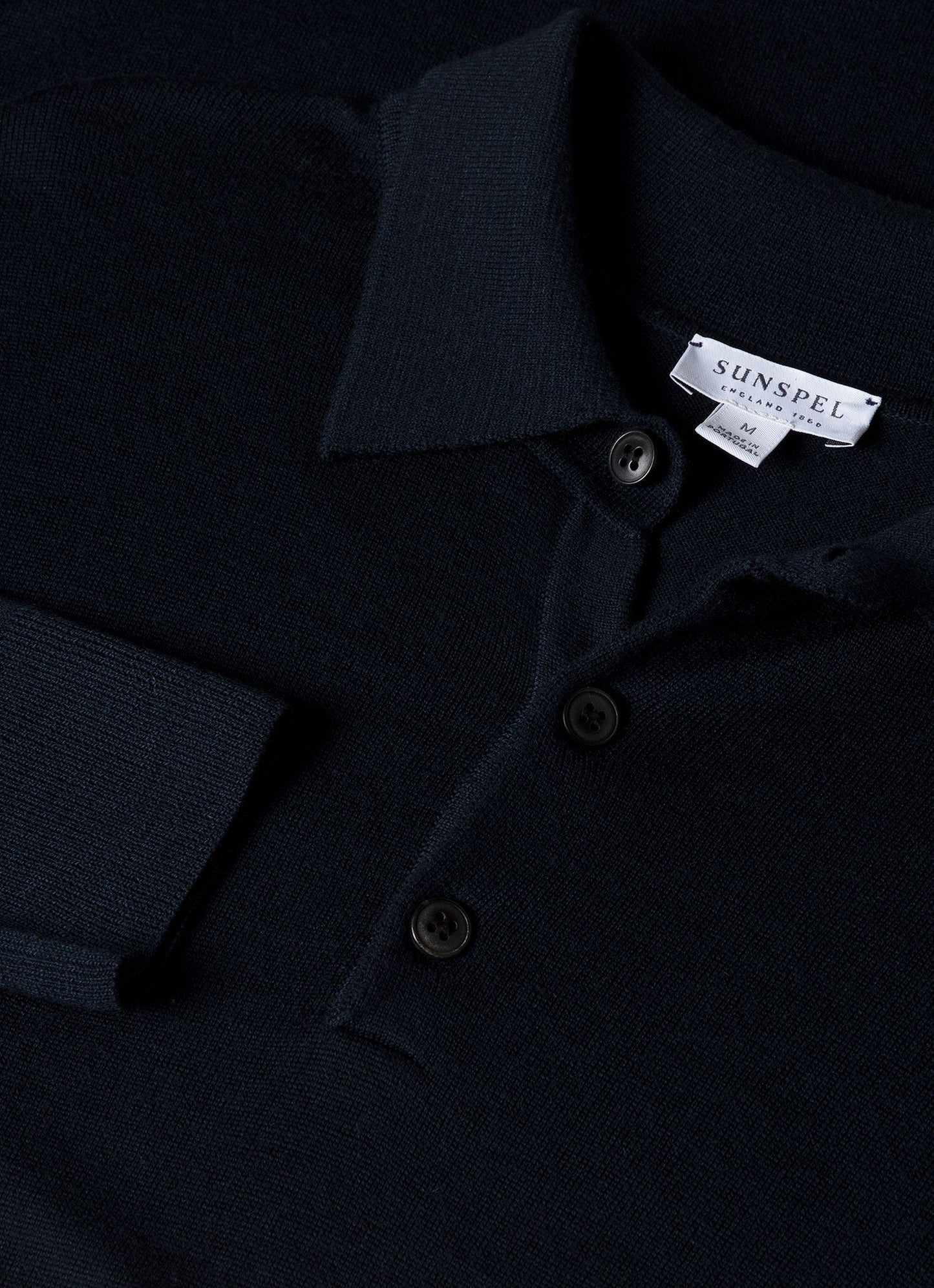 Mens Fine Merino Wool Polo Shirt In Light Navy