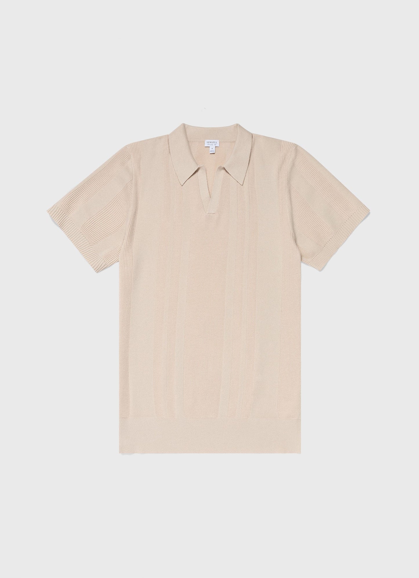 Mens Stripe Knit Polo Shirt In Beige Mpol8205 Whbe