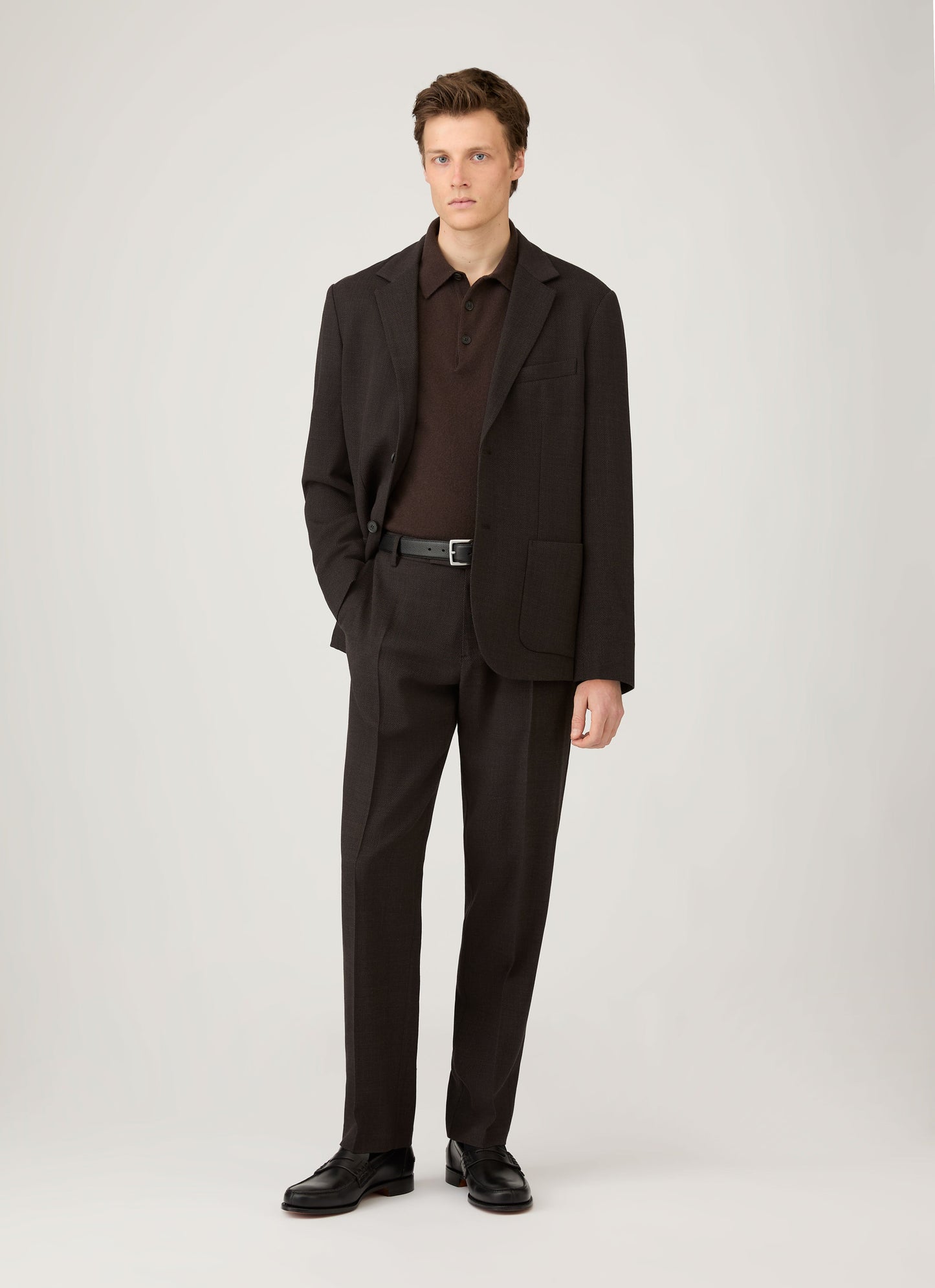 Mens Cashmere Polo Shirt In Truffle Mpol8293 Brgd