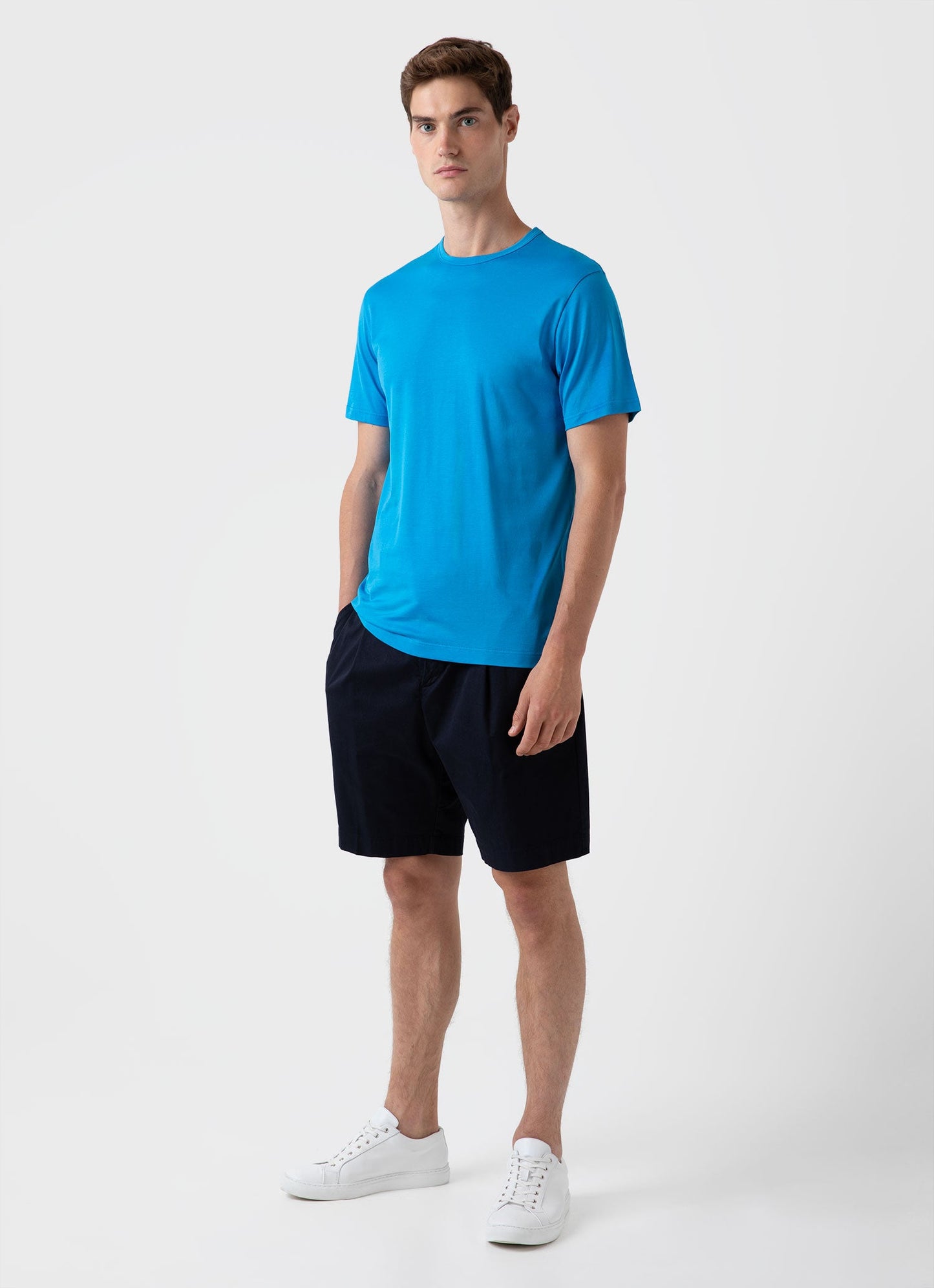Men S Pleated Twill Short In Navy Mshr3509 Buaa