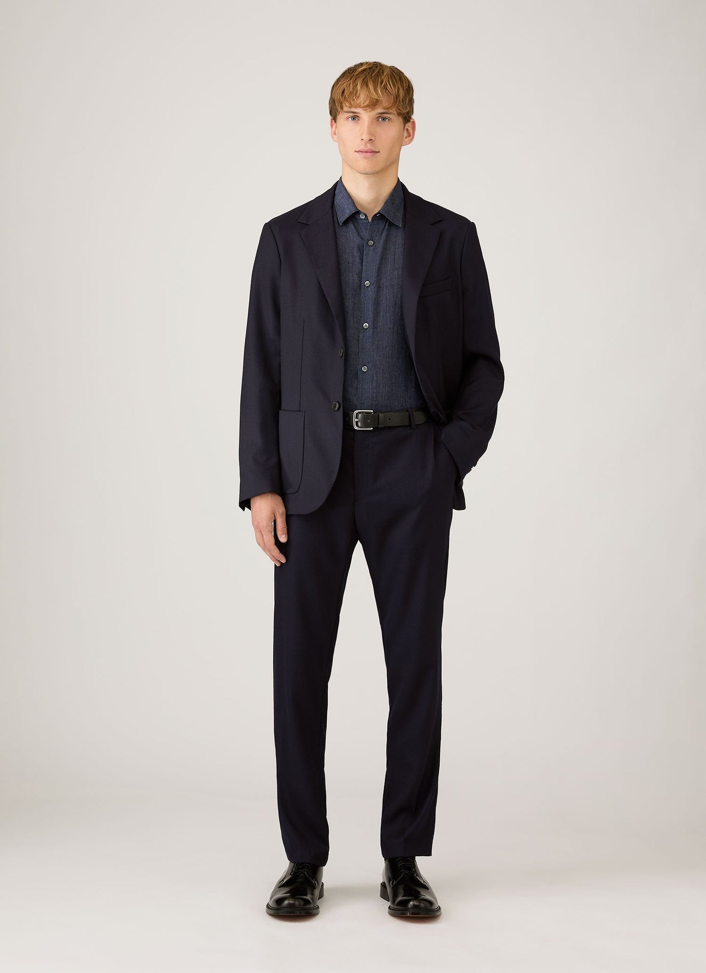 Mens Linen Shirt In Navy Melange Msht2106 Buag
