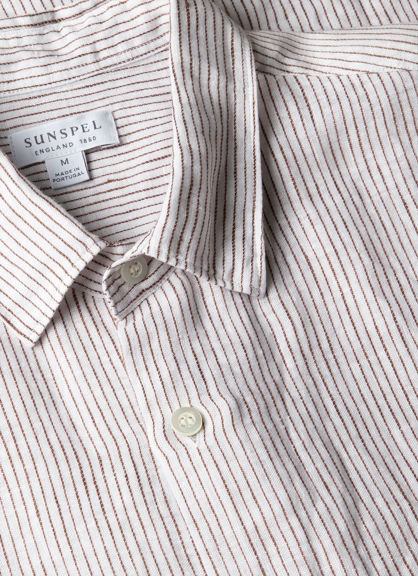 Mens Short Sleeve Linen Shirt In White Dark Chocolate Msht2119 Stok