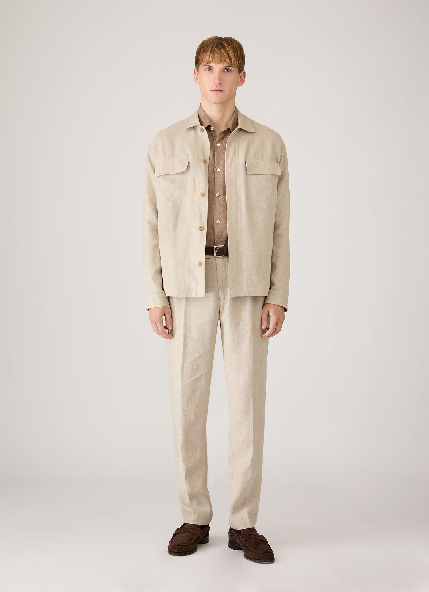 Mens Linen Overshirt In Sand Msht2152 Brbd