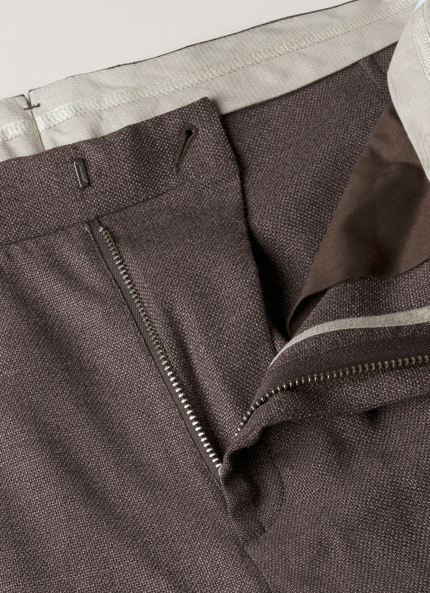 Mens Lightweight Travel Wool Trouser In Light Coffee Melange Mtrs3109 Brfx