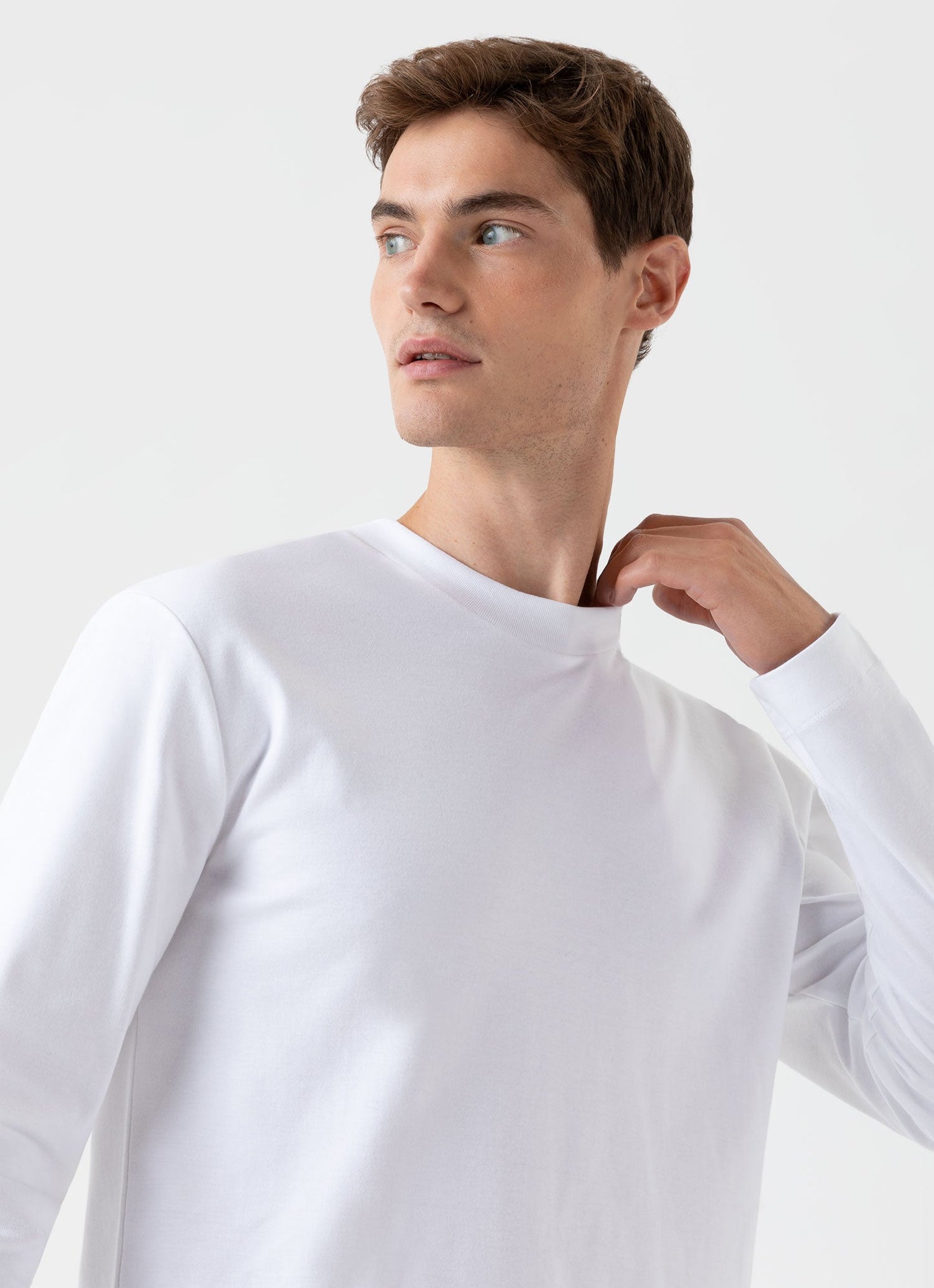 Mens Carbon Brushed Long Sleeve T Shirt In White Mtsh0137 Whaa