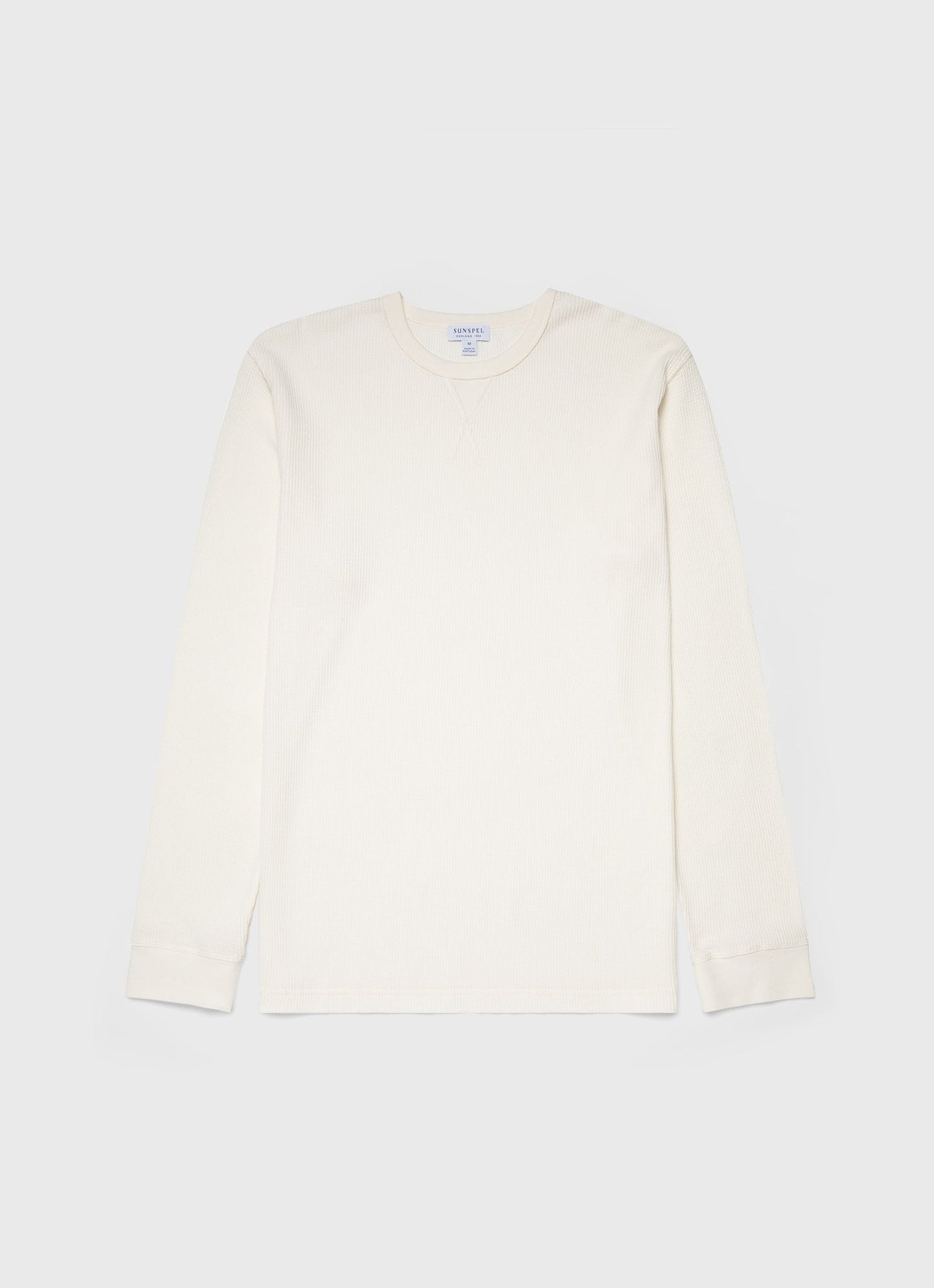 Mens Long Sleeve Waffle Tshirt In Ecru Mtsh0161 Whcr