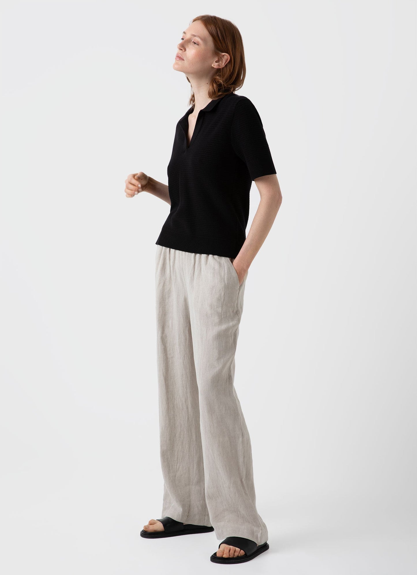 Womens Archive Knit Polo In Black Wpol8166 Bkaa
