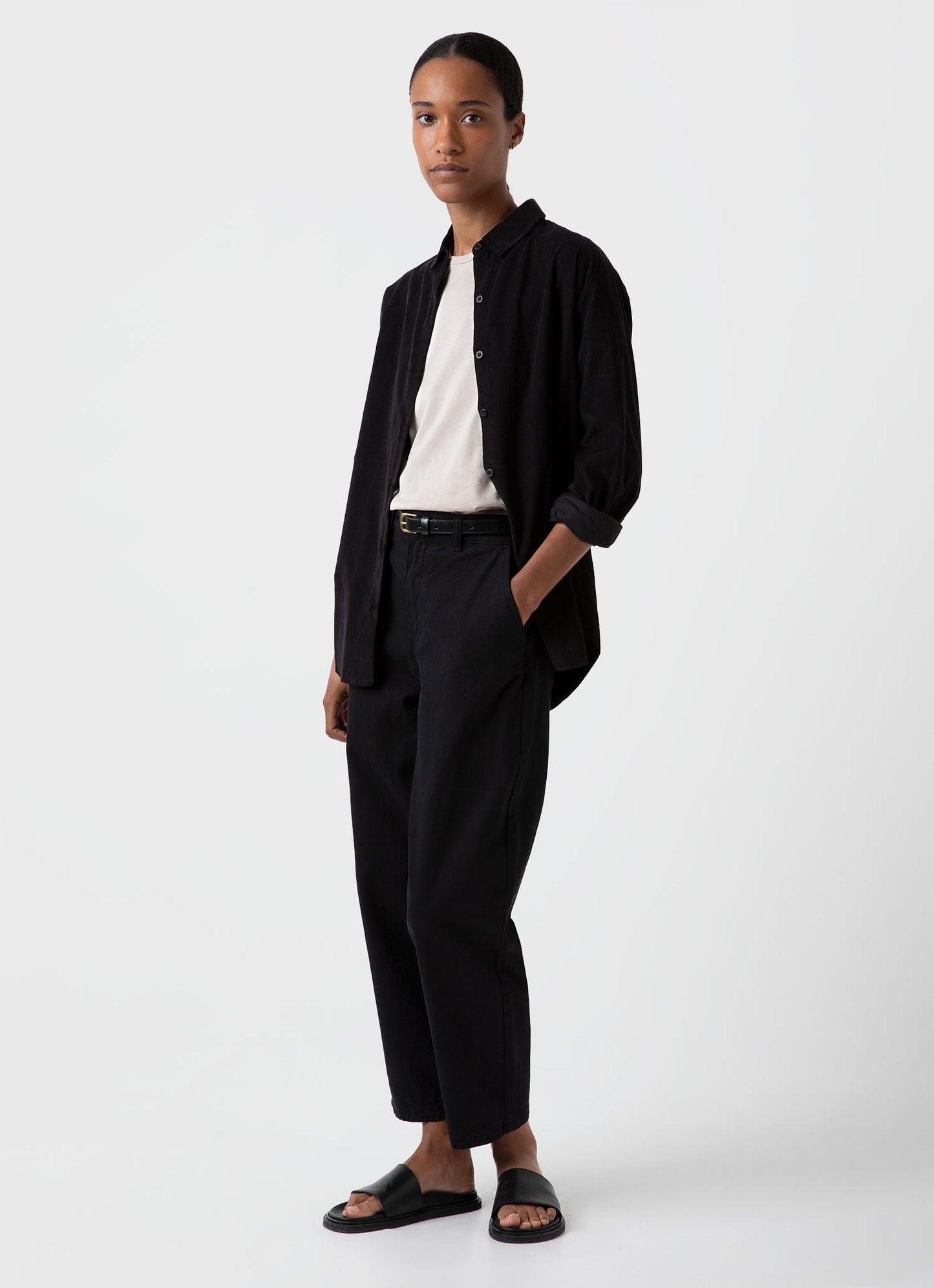 Womens Corduroy Shirt In Black Wsht2015 Bkaa